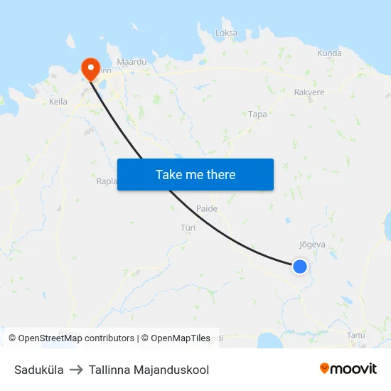 Saduküla to Tallinna Majanduskool map