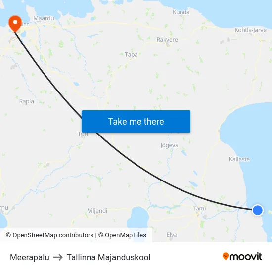 Meerapalu to Tallinna Majanduskool map