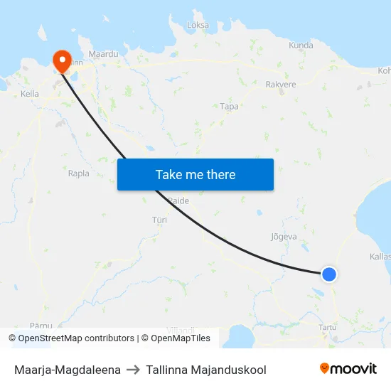 Maarja-Magdaleena to Tallinna Majanduskool map