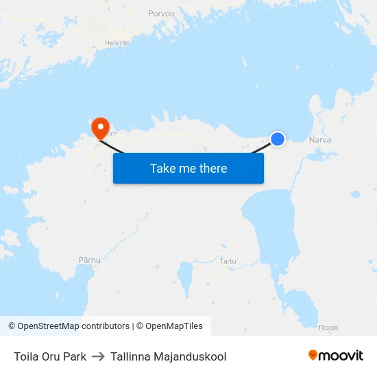 Toila Oru Park to Tallinna Majanduskool map
