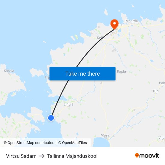 Virtsu Sadam to Tallinna Majanduskool map