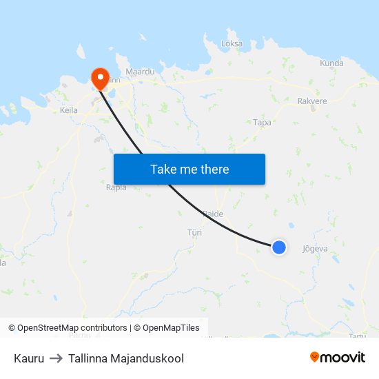 Kauru to Tallinna Majanduskool map