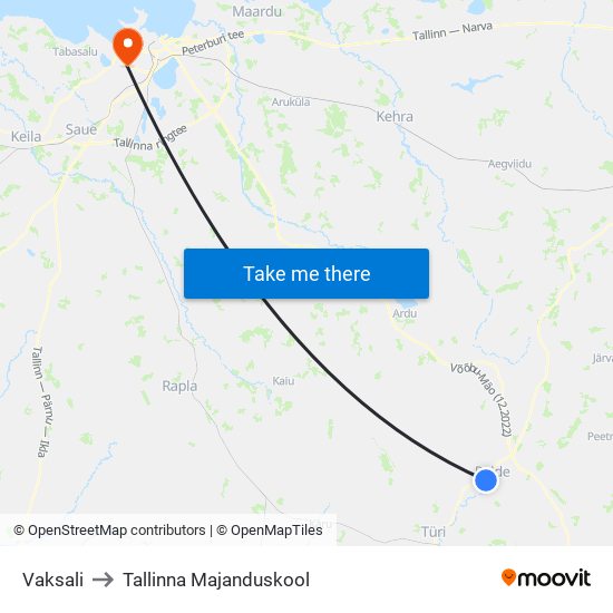 Vaksali to Tallinna Majanduskool map
