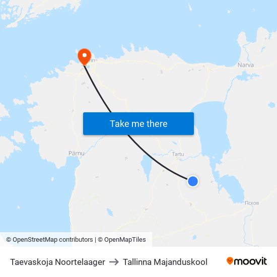 Taevaskoja Noortelaager to Tallinna Majanduskool map