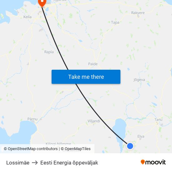 Lossimäe to Eesti Energia õppeväljak map