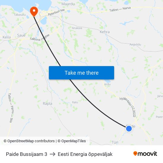 Paide Bussijaam 3 to Eesti Energia õppeväljak map