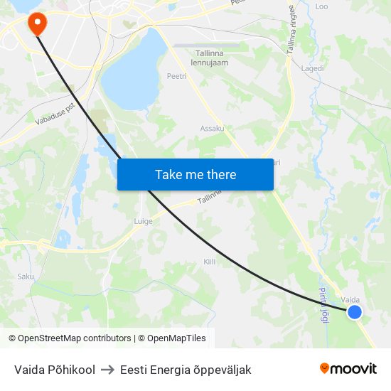 Vaida Põhikool to Eesti Energia õppeväljak map