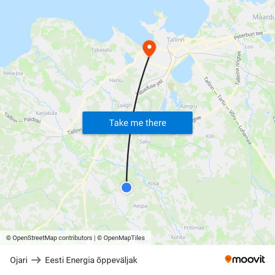 Ojari to Eesti Energia õppeväljak map