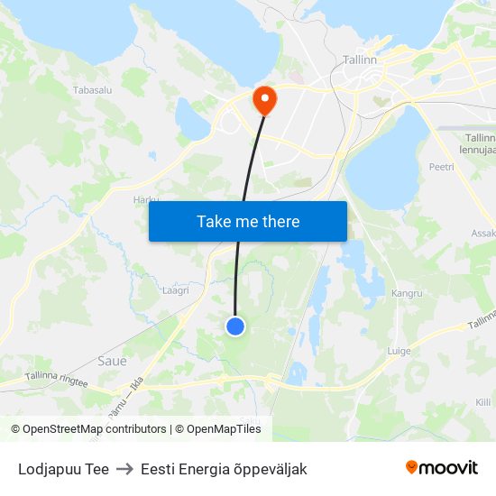 Lodjapuu Tee to Eesti Energia õppeväljak map