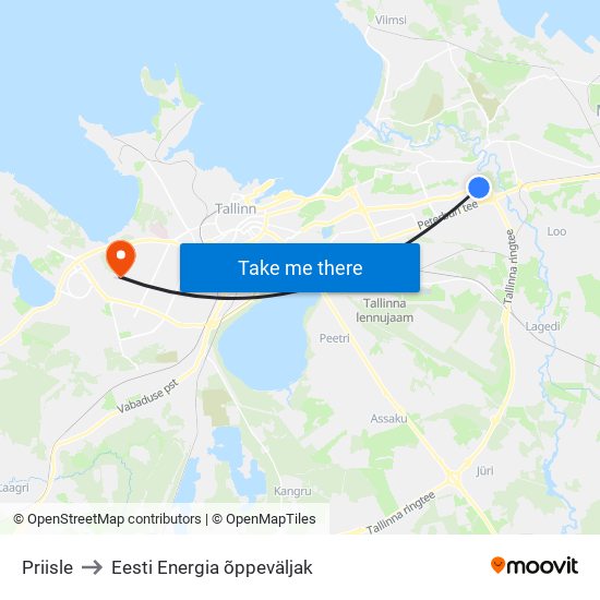 Priisle to Eesti Energia õppeväljak map