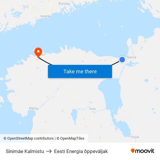 Sinimäe Kalmistu to Eesti Energia õppeväljak map