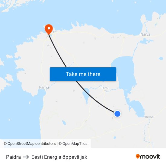 Paidra to Eesti Energia õppeväljak map
