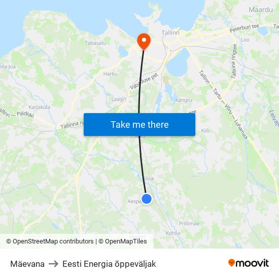 Mäevana to Eesti Energia õppeväljak map