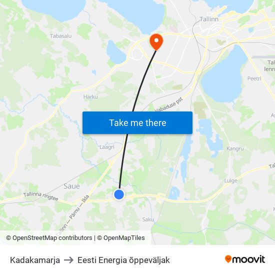 Kadakamarja to Eesti Energia õppeväljak map