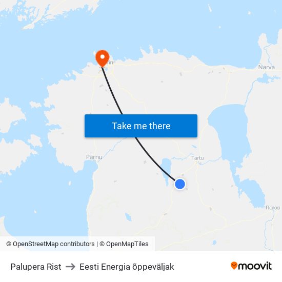 Palupera Rist to Eesti Energia õppeväljak map