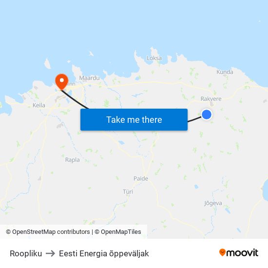 Roopliku to Eesti Energia õppeväljak map