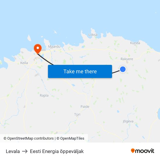 Levala to Eesti Energia õppeväljak map