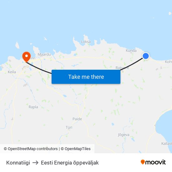 Konnatiigi to Eesti Energia õppeväljak map