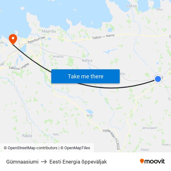 Gümnaasiumi to Eesti Energia õppeväljak map