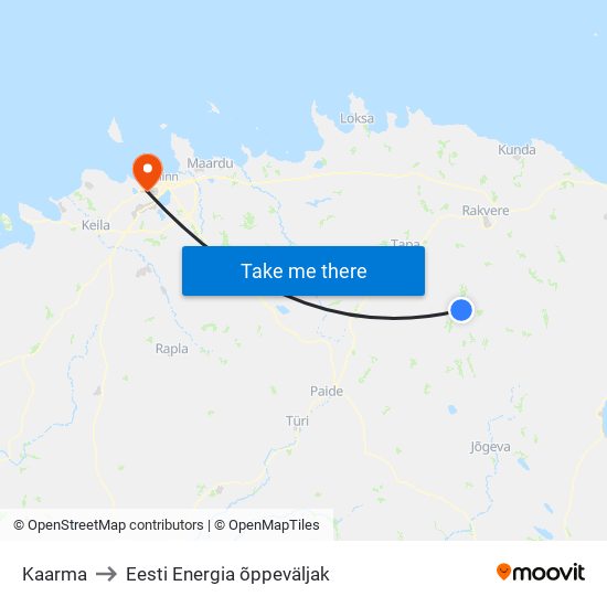 Kaarma to Eesti Energia õppeväljak map