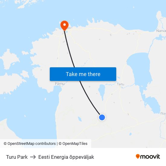 Turu Park to Eesti Energia õppeväljak map