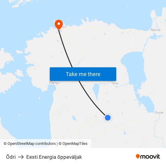 Õdri to Eesti Energia õppeväljak map