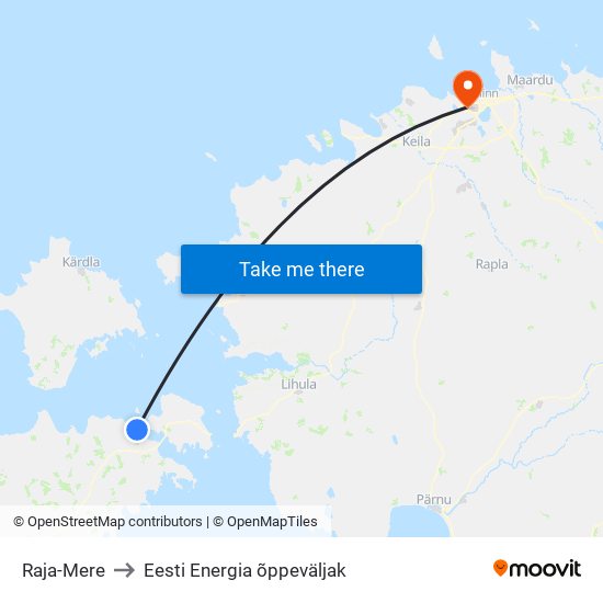 Raja-Mere to Eesti Energia õppeväljak map