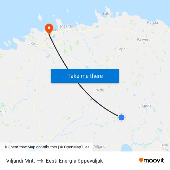 Viljandi Mnt. to Eesti Energia õppeväljak map