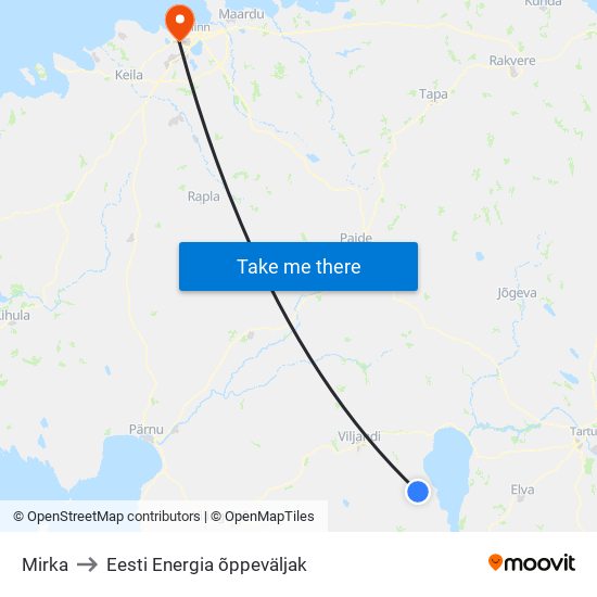 Mirka to Eesti Energia õppeväljak map