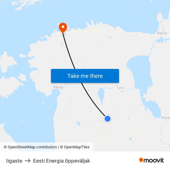 Iigaste to Eesti Energia õppeväljak map