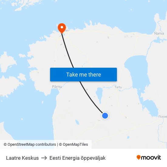 Laatre Keskus to Eesti Energia õppeväljak map