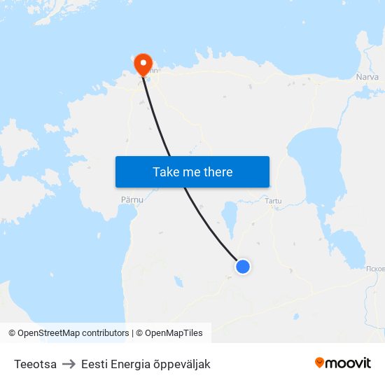Teeotsa to Eesti Energia õppeväljak map
