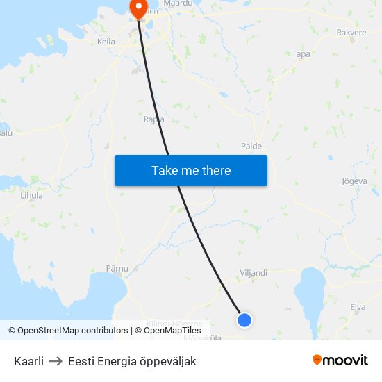 Kaarli to Eesti Energia õppeväljak map