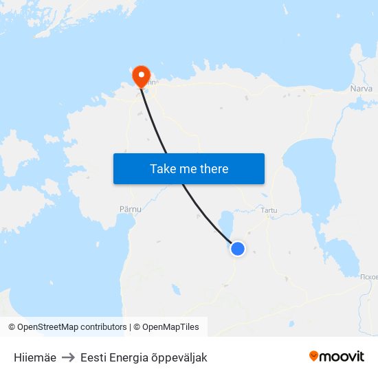 Hiiemäe to Eesti Energia õppeväljak map