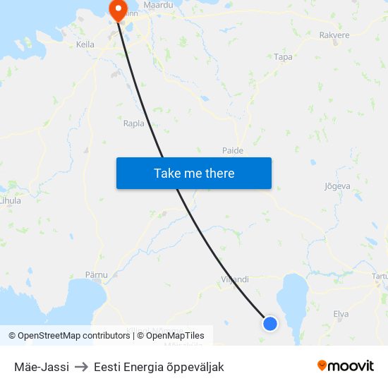 Mäe-Jassi to Eesti Energia õppeväljak map