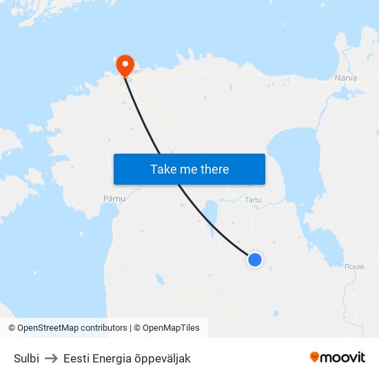 Sulbi to Eesti Energia õppeväljak map