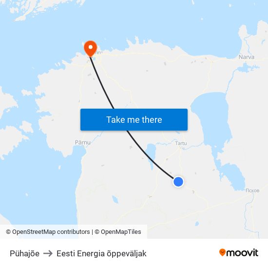 Pühajõe to Eesti Energia õppeväljak map