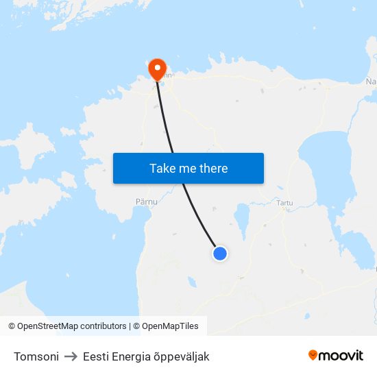 Tomsoni to Eesti Energia õppeväljak map