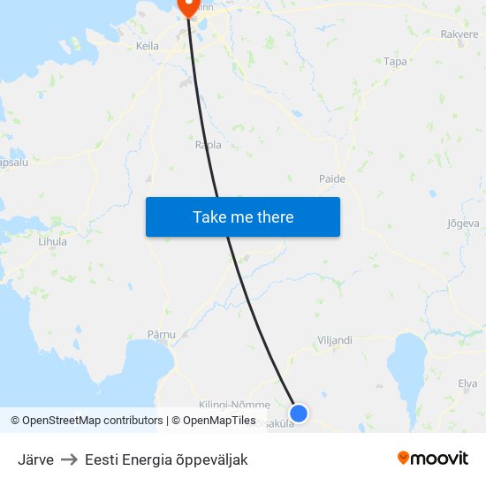 Järve to Eesti Energia õppeväljak map