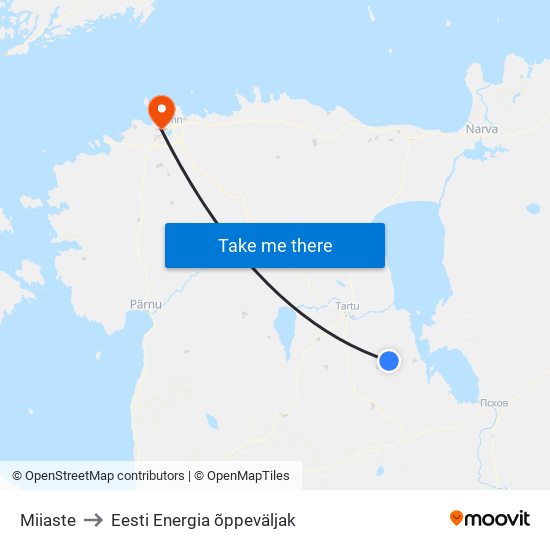 Miiaste to Eesti Energia õppeväljak map