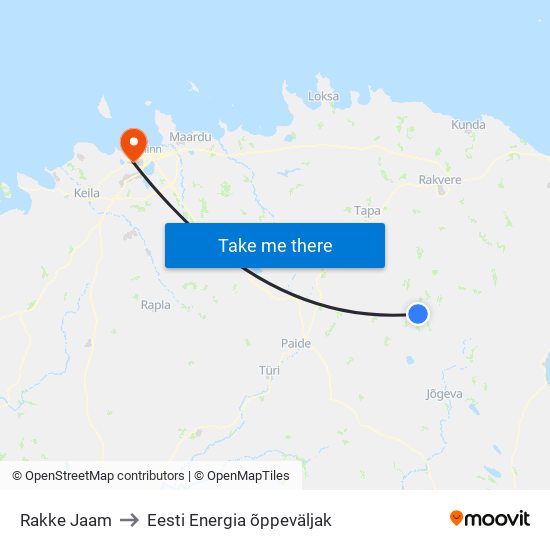 Rakke Jaam to Eesti Energia õppeväljak map