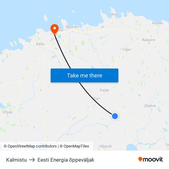 Kalmistu to Eesti Energia õppeväljak map