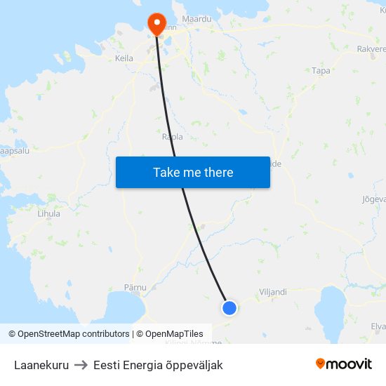 Laanekuru to Eesti Energia õppeväljak map