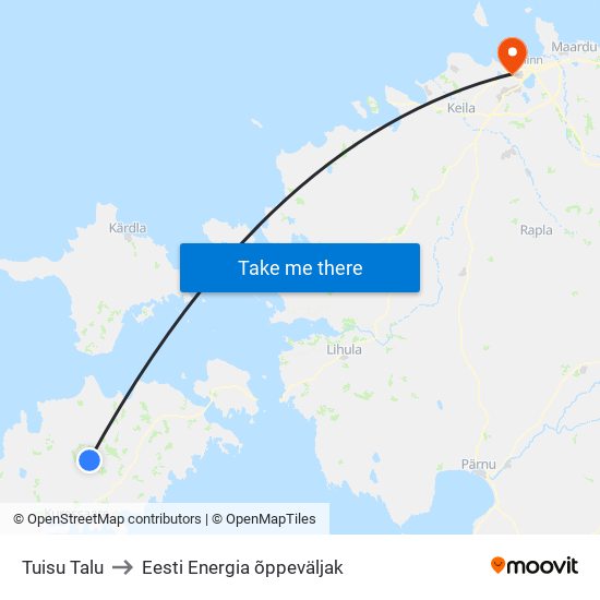 Tuisu Talu to Eesti Energia õppeväljak map