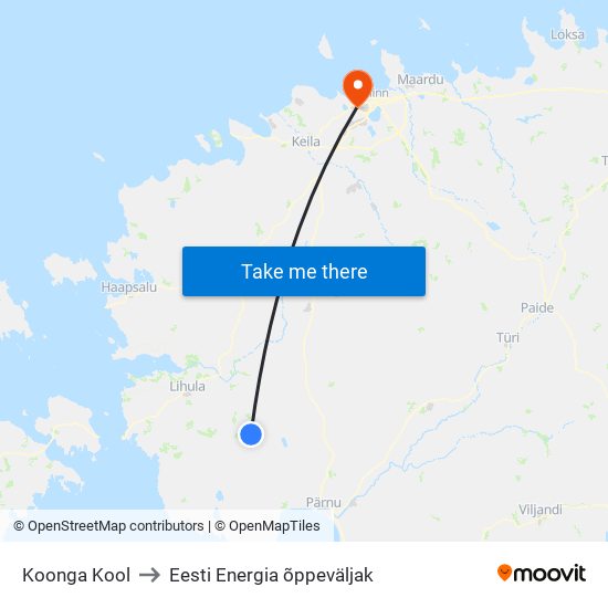 Koonga Kool to Eesti Energia õppeväljak map
