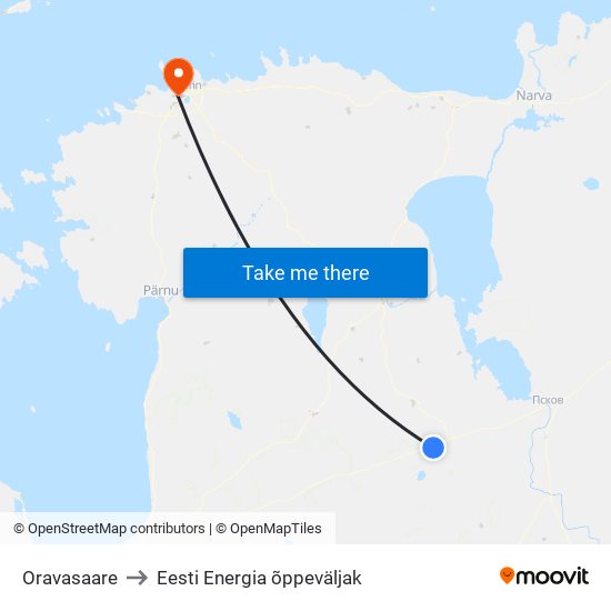 Oravasaare to Eesti Energia õppeväljak map
