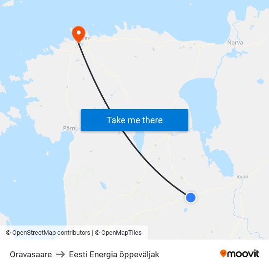 Oravasaare to Eesti Energia õppeväljak map