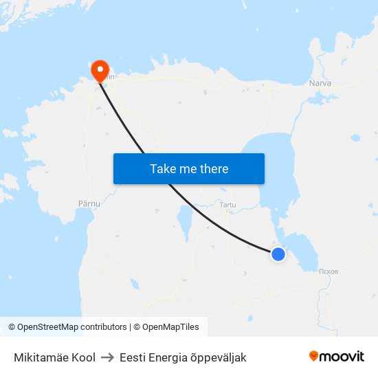 Mikitamäe Kool to Eesti Energia õppeväljak map