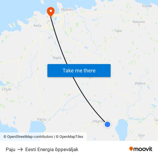 Paju to Eesti Energia õppeväljak map