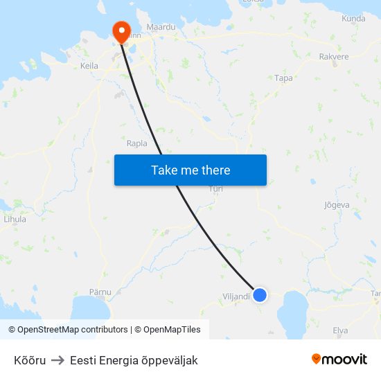 Kõõru to Eesti Energia õppeväljak map